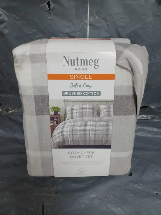 NUTMEG HOME SINGLE SOFY & COSY CHECK DUVET SET