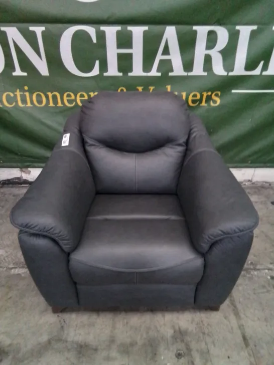 DESIGNER G PLAN MADE JACKSON LEATHER ARMCHAIR IN PETROL BLUE 