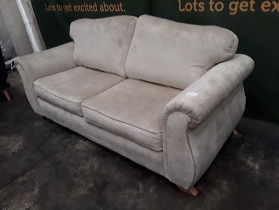 DESIGNER LIGHT BEIGE FABRIC THREE SEATER SOFA