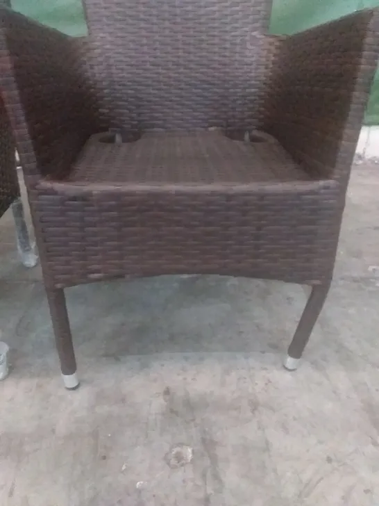 X4 RATTAN EFFECT GARDEN CHAIRS BROWN