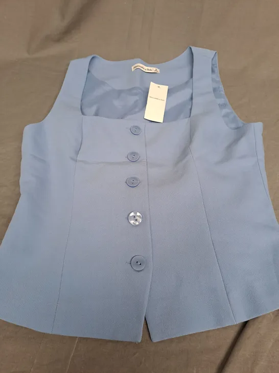 ABERCROMBIE & FITCH BLUE WAIST COAT - SMALL