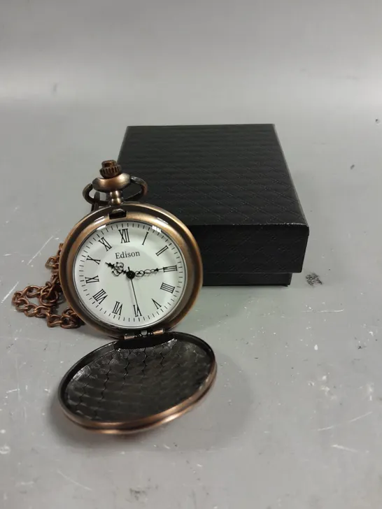 MENS EDISON POCKET WATCH WITH CHAIN 