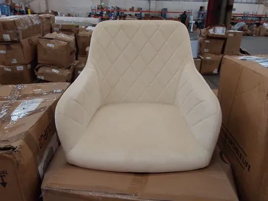 BOXED SET OF 2 DESIGNER CREAM VELVET CHAIRS (1 BOX)