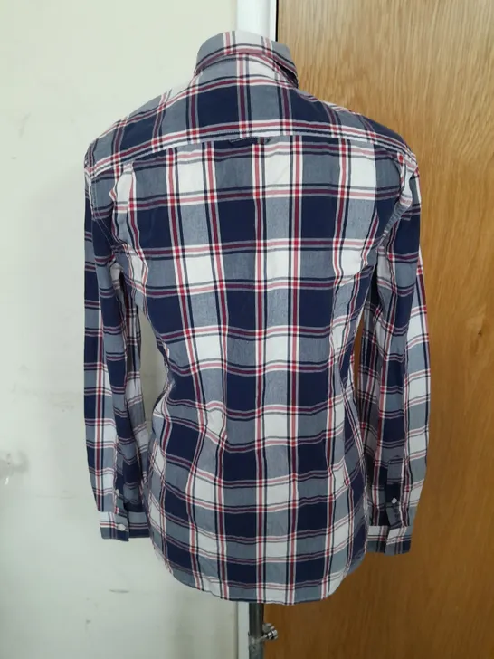 SUPERDRY COTTON SHIRT INRED, WHITE AND BLUE PLAID SIZE S