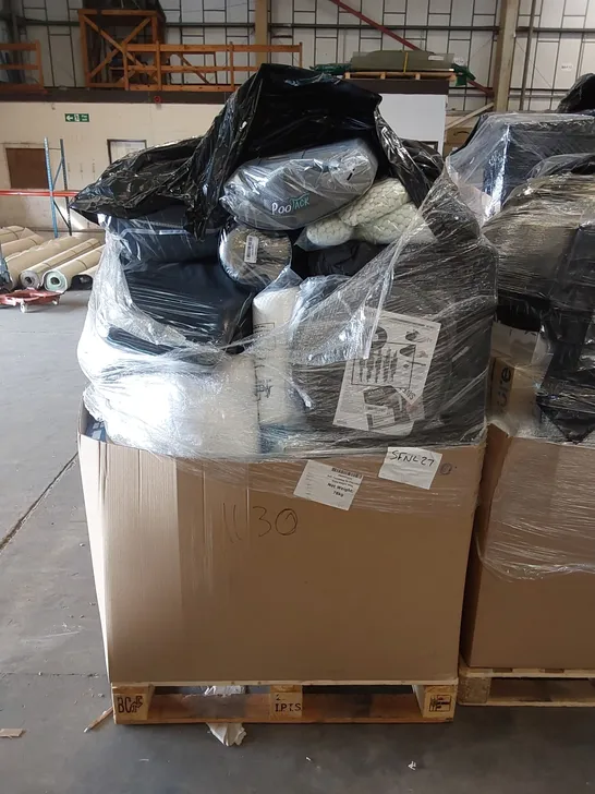 PALLET OF ASSORTED BEDROOM AND COMFORT BASED PRODUCTS TO INCLUDE; PILLOWS, SUPPORT SEAT CUSHIONS AND SIMILARLY RELATED GOODS