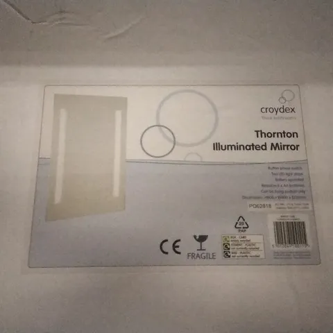 BOXED THORNTON ILLUMINATED MIRROR , H600 X W400 X D30MM , DAMAGED 