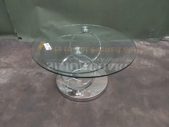 DESIGNER ROUND GLASS-TOP COFFEE TABLE 