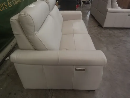 QUALITY ITALIAN DESIGNER ADRIANO ELECTRIC RECLINER 3 SEATER SOFA - CREAM LEATHER 