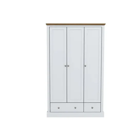 BOXED KENANSVILLE THREE DOOR CORNER WARDROBE (2BOXES)