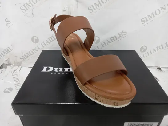 BOXED DUNE WOMANS TAN LEATHER SANDLES SIZE 6