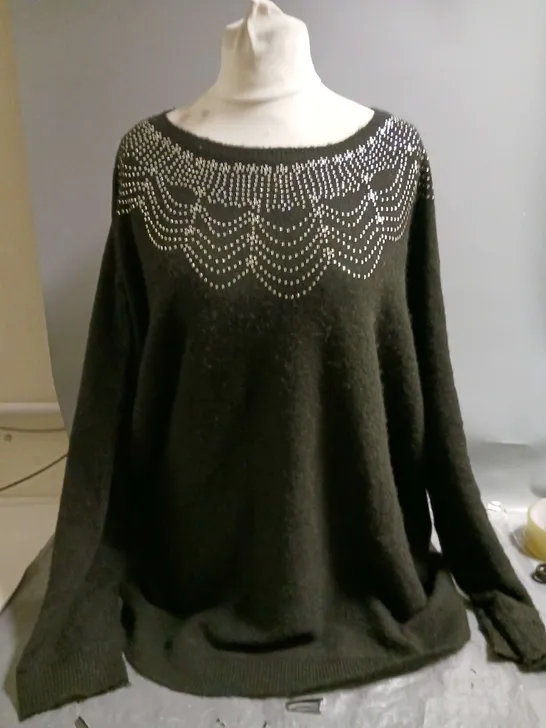 MONSOON LADIES JUMPER BLACK WITH GLITTER DETAIL SIZE XL