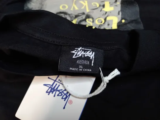 STUSSY BLACK TSHIRT - SIZE XL