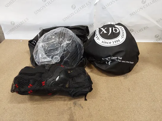 BOX OF APPROXIMATELY 2X BRAND NEW XJD CHILDREN'S PROTECTIVE HELMET, KNEE, ELBOW AND WRIST PADS SETS (1 BOX)