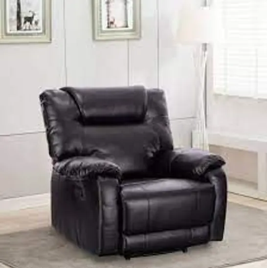 BOXED DESIGNER PALMA RECLINER CHAIR BLACK LEATHER 