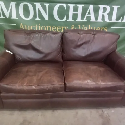 3 SEATER SOFA - BROWN LEATHER