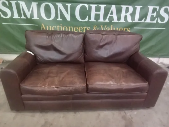 3 SEATER SOFA - BROWN LEATHER