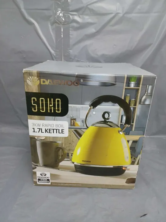 DAEWOO SOHO 3KW RAPID BOIL 1.7L KETTLE YELLOW