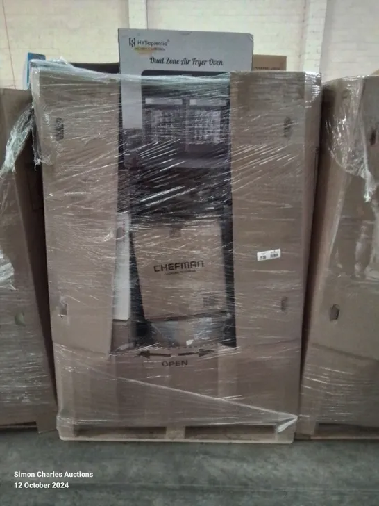 PALLET CONTAINING VARIOUS ASSORTED ITEMS TO INCLUDE:LARGE NUMBER OF AIR FRYERS, FANS ETC.