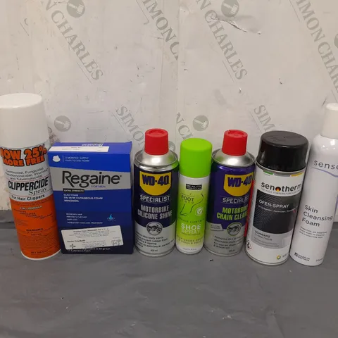 APPROXIMATELY 6 ASSORTED AEROSOL CANS TO INCLUDE WD-40, CLIPPERCIDE SPRAY AND SKIN CLEASING FOAM - COLLECTION ONLY