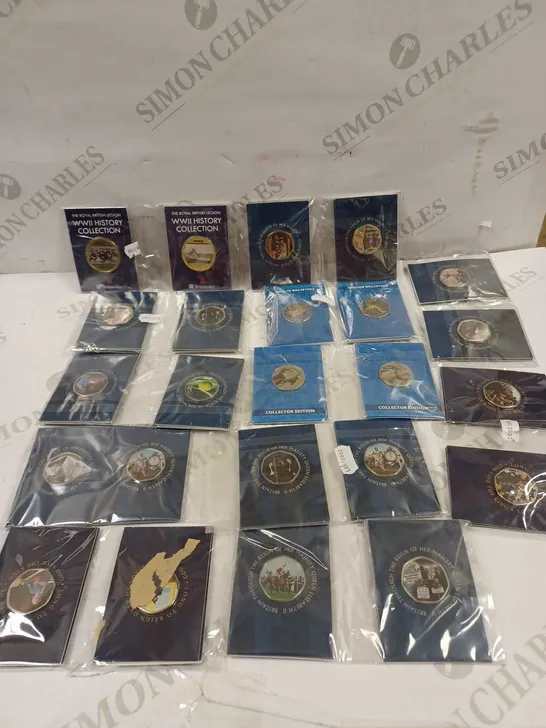 12 X PACKS TO CONTAIN AN ASSORTMENT OF COMMEMORATIVE COINS - APPROX 2-4 COINS PER PACK 