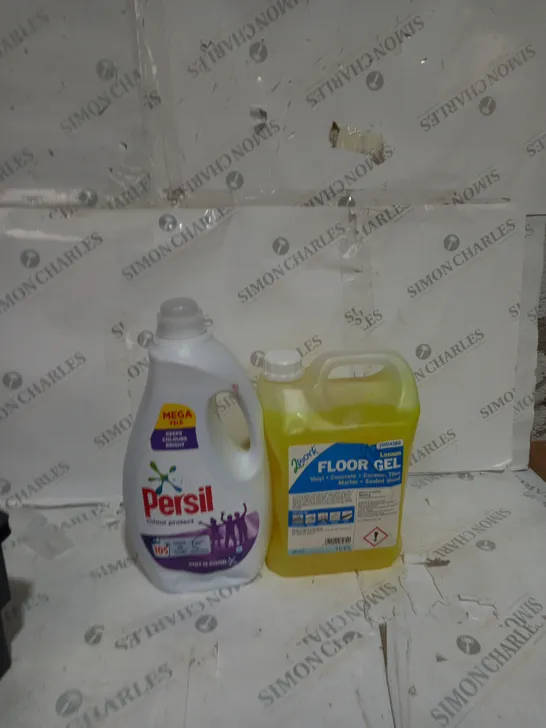 2 ASSORTED LIQUID PRODUCTS TO INCLUDE PERSIL COLOUR PROTECT AND LEMON FLOOR GEL - COLLECTION ONLY 