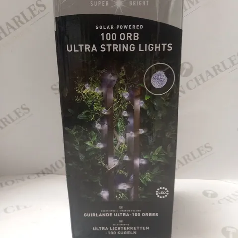 BOXED SUPER BRIGHT SOLAR POWERED 100 ORB ULTRA STRING LIGHTS