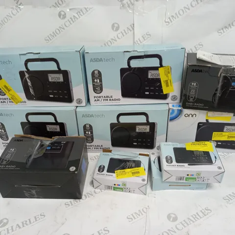 APPROXIMATELY 10 ASDA RADIOS OF DIFFERENT SIZES