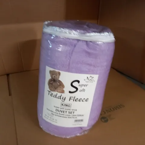 TEDDY FLEECE KING DUVET SET IN PURPLE