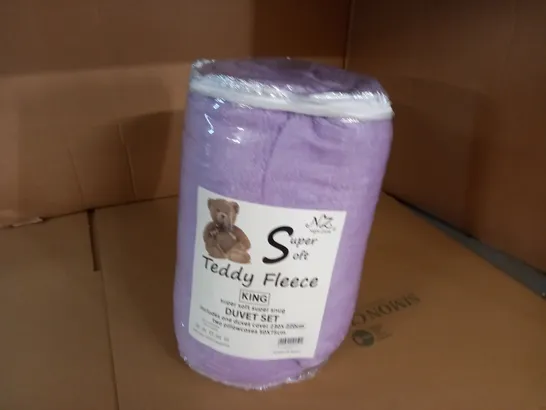 TEDDY FLEECE KING DUVET SET IN PURPLE