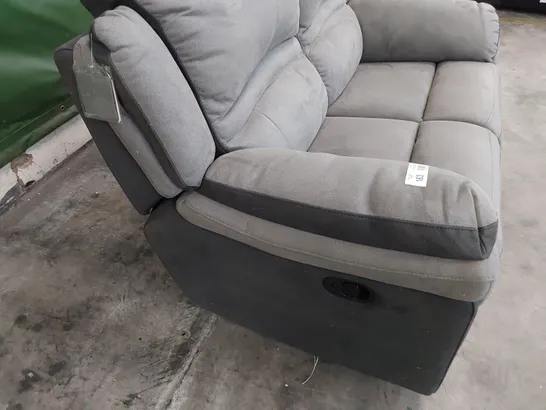 DESIGNER MANUAL RECLINING TWO SEATER SOFA TWO TONE GREY LEATHER 