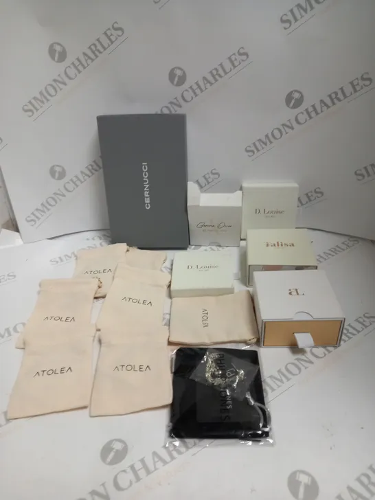 BOX TO CONTAIN APPROX. 20 X ASSORTED ITEMS OF JEWELLERY. BRANDS INCLUDE CERNUCCI, D.LOUISE, ATOLEA ETC