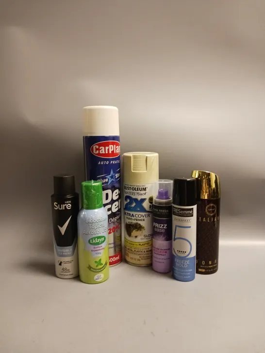 APPROXIMATELY 15 ASSORTED AEROSOLS TO INCLUDE RUST-OLEUM PAINT+PRIMER, LIDAYN SURFACE ANASTHETIC, SURE MEN ETC COLLECTION ONLY