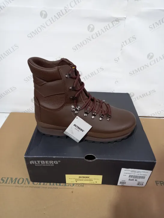 BOXED PAIR OF ALTBERG BROWN BOOTS SIZE 9L