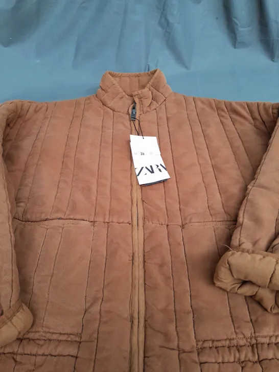 ZARA PADDED JACKET IN BROWN - SIZE SMALL