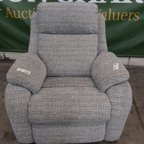 QUALITY BRITISH DESIGNER G PLAN KINGSBURY POWER RECLINING EASY CHAIR WAFFLE SMOKE FABRIC 