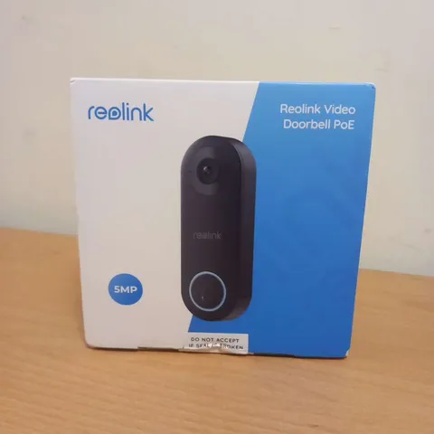 BOXED REOLINK VIDEO DOORBELL POE PLUG AND PLAY WIDE VIEWING ANGLE FULL-COLOR PRE-MOTION RECORDING PRESET VOICE MESSAGE