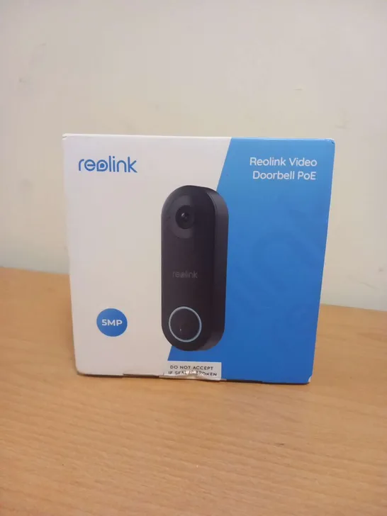 BOXED REOLINK VIDEO DOORBELL POE PLUG AND PLAY WIDE VIEWING ANGLE FULL-COLOR PRE-MOTION RECORDING PRESET VOICE MESSAGE