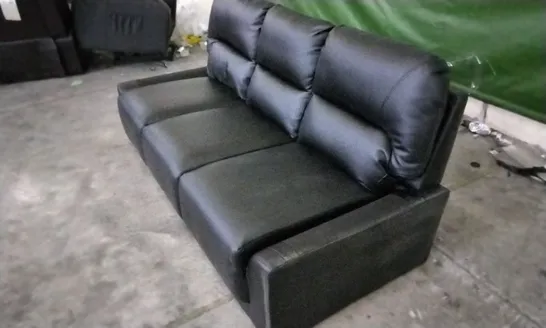 DESIGNER BLACK LEATHER 3 SEATER SOFA (ARMS MISSING)