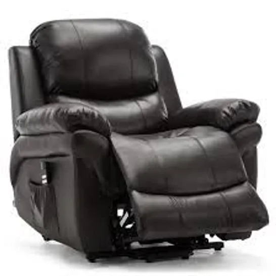 BOXED MADISON DUAL RISE BLACK FAUX LEATHER RECLINING EASY CHAIR (2 BOXES)