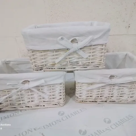 BOXED RECTANGULAR WICKER STORAGE BASKET WITH REMOVABLE LINING 