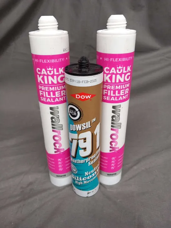 APPROXIMATELY 12 ASSORTED CHAULK TUBES TO INCLUDE; CHAULK KING PREMIUM FILLER SEALANT AND DOWSIL 791 WATERPROOFING SEALANT