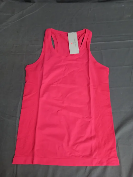 SWEATY BETTY ATHLETE SEAMLESS WORKOUT TANK TOP IN CORAL PINK SIZE M