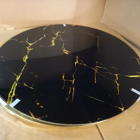 MARBLE EFFECT CIRCULAR TABLE WITH GOLD LOOK FRAME - 74CM DIAMETER