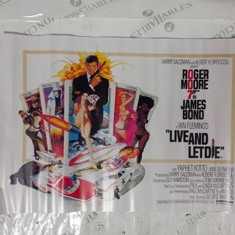 COLLECTION OF 2 FILM POSTER ART PRINTS TO INCLUDE LIVE AND LET DIE, AND THE EMPIRE STRIKES BACK