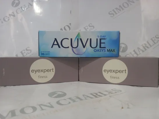 APPROXIMATELY 20 ASSORTED HOUSEHOLD ITEMS TO INCLUDE ACUVUE OASYS MAX CONTACT LENSES, EYEXPERT FINESS CONTACT LENSES, ETC