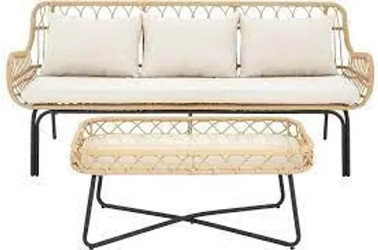 MADRID GRADE 1 CANE EFFECT SOFA AND COFFEE TABLE SET (1 BOX ONLY) RRP £419.99