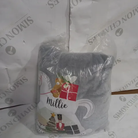 PERSONALISED GREY ROCKING HORSE CHRISTMAS SACK