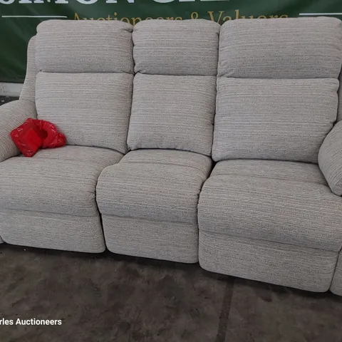 QUALITY BRITISH DESIGNER G PLAN KINGSBURY POWER RECLINING THREE SEATER SOFA VICTORIA JUTE FABRIC 