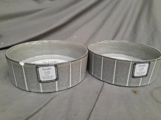 SCRUFFS FOOD BOWL DUO IN PINSTRIPE GREY