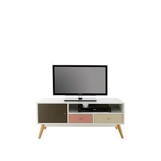 BRAND NEW BOXED ORLA RETRO TV UNIT - FITS UP TO 50 INCH TV - COLLECTION ONLY RRP £289